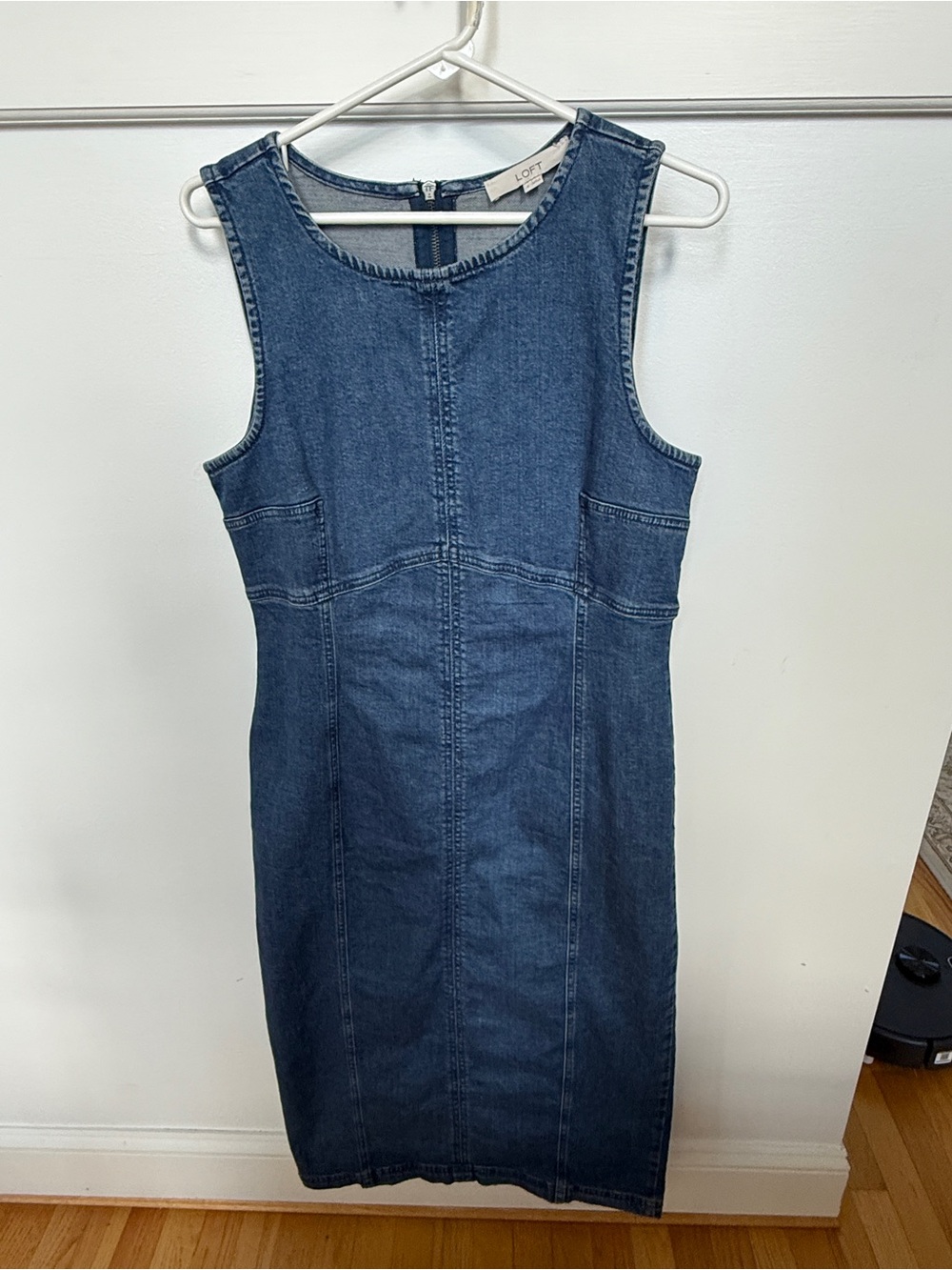 LOFT Dark Blue Sleeveless Denim Midi Dress